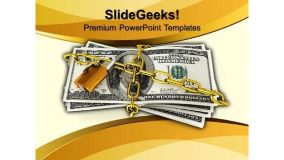 Dollars Locked With Padlock Security PowerPoint Templates And PowerPoint Themes 1012