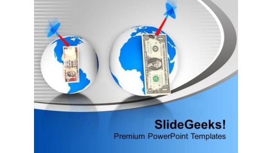 Dollars Over Globe With Dart Finance PowerPoint Templates Ppt Backgrounds For Slides 0113