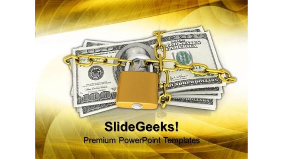 Dollars With Lock And Chain Money Investment PowerPoint Templates And PowerPoint Themes 1012