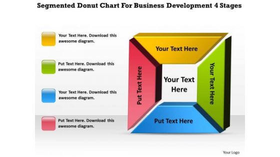 Donut Chart For Business Development 4 Stages Plan Excel PowerPoint Templates