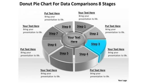 Donut Pie Chart For Data Comparisons 8 Stages Business Action Plan PowerPoint Templates