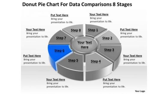 Donut Pie Chart For Data Comparisons 8 Stages Business Plan Examples PowerPoint Templates