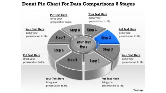 Donut Pie Chart For Data Comparisons 8 Stages Business Plans PowerPoint Templates