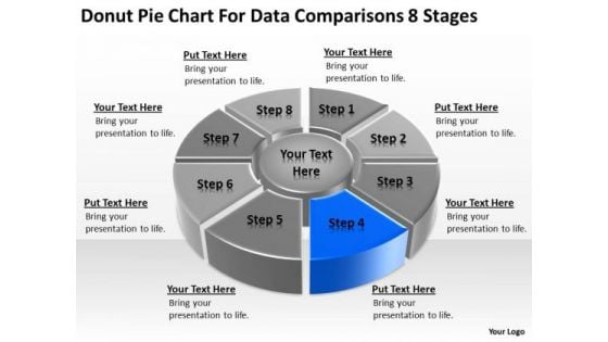 Donut Pie Chart For Data Comparisons 8 Stages Example Business Plan PowerPoint Slides