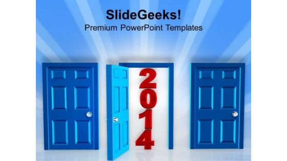 Door Open For Year 2014 PowerPoint Template 1113