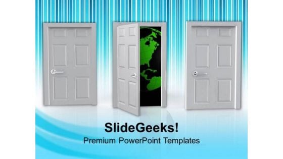 Door Opens To Reveal World Of Opportunity PowerPoint Templates Ppt Backgrounds For Slides 0713