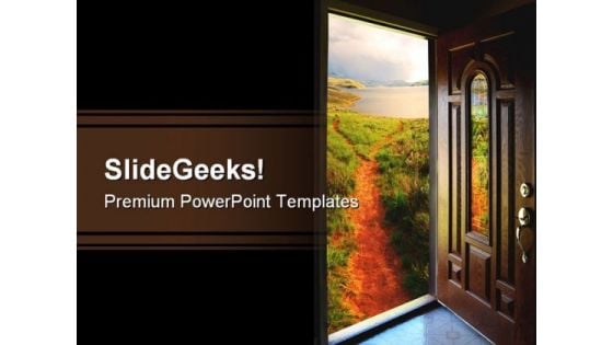 Door To Adventure Nature PowerPoint Template 1110