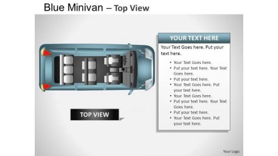 Dormobile Blue Minivan Top View PowerPoint Slides And Ppt Diagram Templates