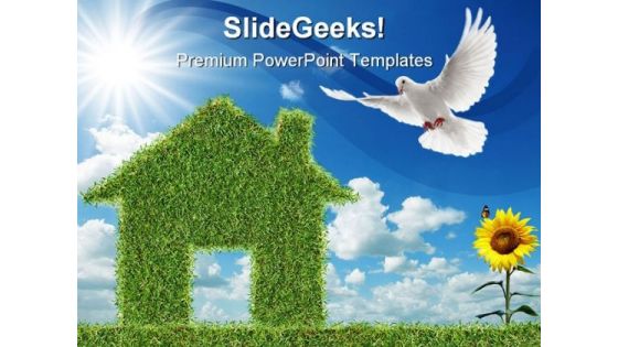 Dove And Green Grass House Nature PowerPoint Themes And PowerPoint Slides 0211