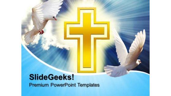 Doves With Cross Christian PowerPoint Templates And PowerPoint Themes 0712