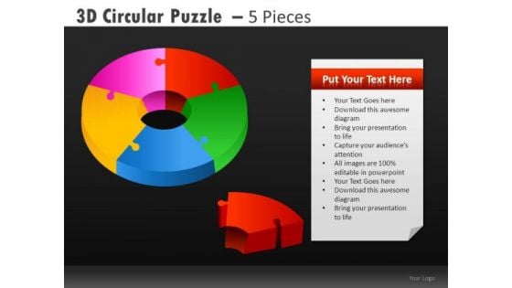 Download 5 Pieces Donut PowerPoint Charts And Pie Chart Templates