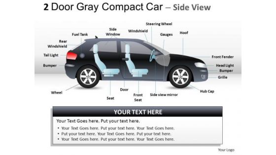 Driving Effortless 2 Door Gray Car Side PowerPoint Slides And Ppt Diagram Templates