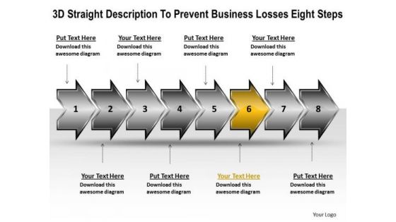 E Business PowerPoint Presentation Losses Eight Steps Flowchart Maker Templates