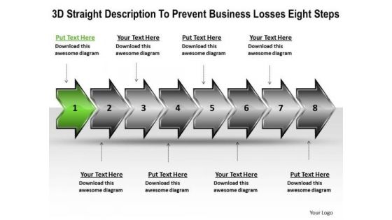 E Business PowerPoint Presentation Losses Eight Steps Technical Flow Chart Slides