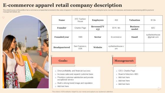 E Commerce Apparel Retail Company Description Inspiration Pdf