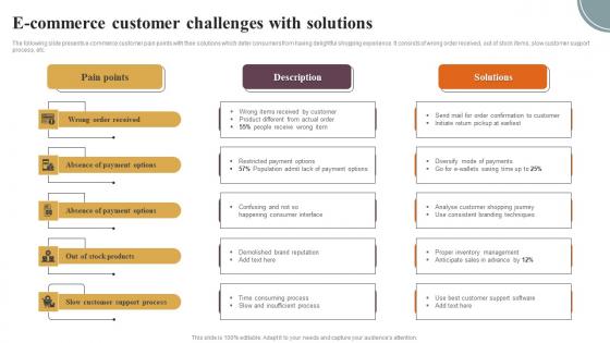 E Commerce Customer Challenges With Solutions Introduction Pdf