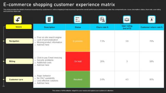 E Commerce Shopping Customer Experience Matrix Pictures Pdf