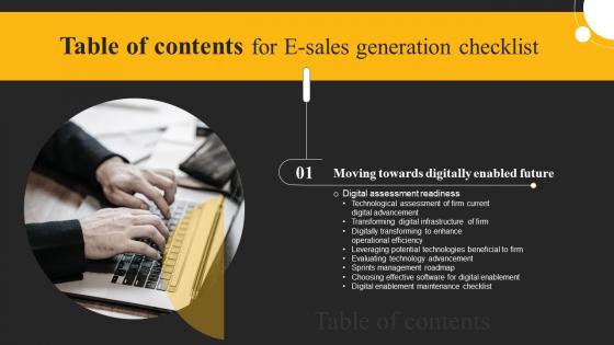 E Sales Generation Checklist Table Of Contents Clipart PDF