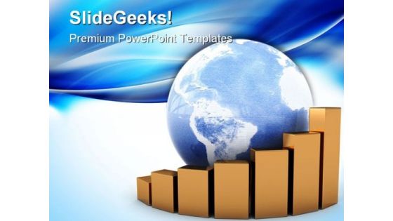 Earth Globe And Raising Charts Business PowerPoint Themes And PowerPoint Slides 0611