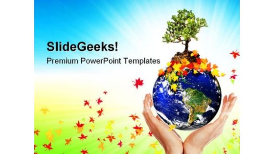 Earth With A Tree Globe PowerPoint Themes And PowerPoint Slides 0611