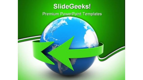 Earth With Green Arrow Business PowerPoint Themes And PowerPoint Slides 0211