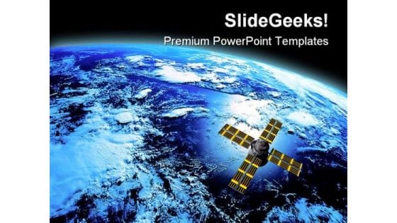 Earth With Satellite Global PowerPoint Themes And PowerPoint Slides 0611