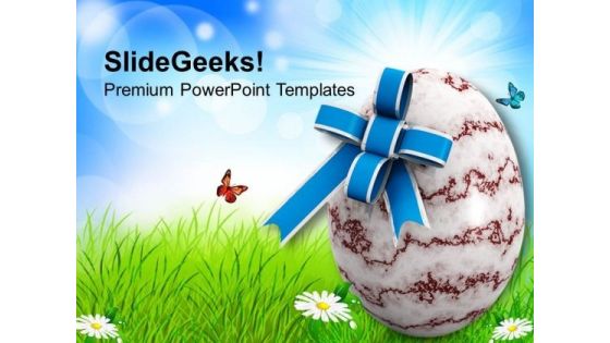 Easter Egg With Bow Holiday PowerPoint Templates Ppt Backgrounds For Slides 0313