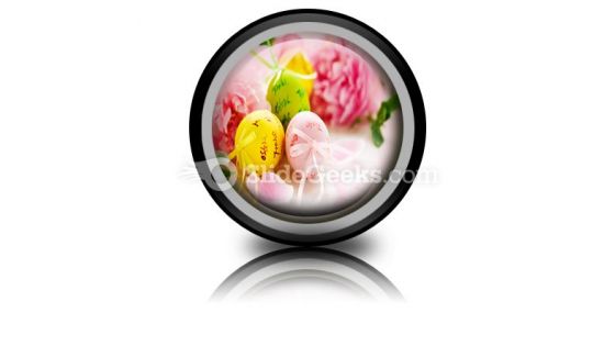 Easter Eggs And Spring Flowers PowerPoint Icon Cc