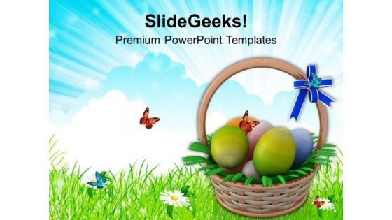 Easter Eggs Basket To Gift PowerPoint Templates Ppt Backgrounds For Slides 0313