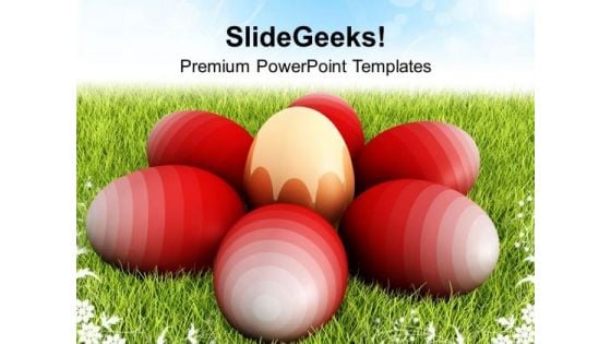 Easter Eggs On Green Grass Festival PowerPoint Templates Ppt Backgrounds For Slides 0313
