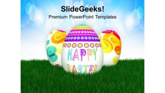 Easter Eggs With 3d View PowerPoint Templates Ppt Backgrounds For Slides 0313