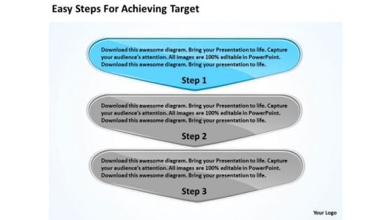 Easy Steps For Achieving Target Flowchart Freeware PowerPoint Slides