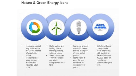 Ecology And Green Energy Icons With Windmill Cfl And Solar Light Ppt Slides Graphics