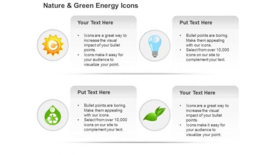 Ecology Gear Bulb Globe And Green Leaf And Recycle Symbols Ppt Slides Graphics