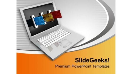 Ecommerce Laptop And Credit Card Internet PowerPoint Templates Ppt Backgrounds For Slides 0213