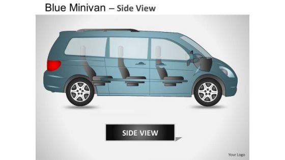 Economic Blue Minivan Side View PowerPoint Slides And Ppt Diagram Templates