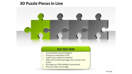 Editable 3d Puzzle Pieces In Line PowerPoint Presentation Slides And Diagrams