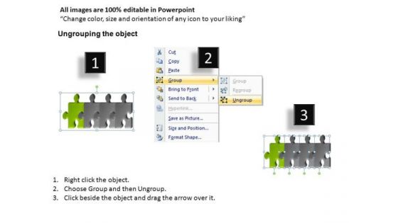 Editable 3d Puzzle Pieces In Line PowerPoint Presentation Slides And Diagrams