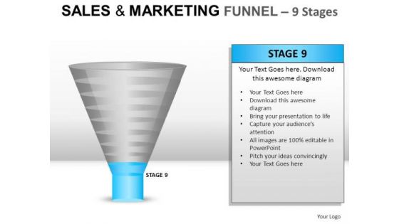 Editable 9 Stage Sales Marketing Funnel PowerPoint Slides And Ppt Diagrams