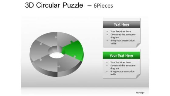 Editable Colors 3d Circular Puzzle 6 Pieces PowerPoint Slides And Ppt Diagram Templates