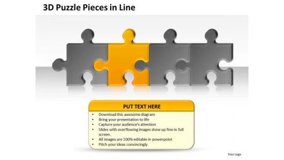 Editable Colors 3d Puzzle Pieces In Line PowerPoint Slides And Ppt Diagram Templates