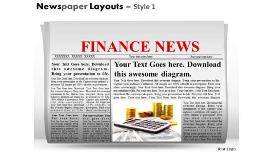 Editable Headlines Newspaper Layouts PowerPoint Slides Ppt Templates