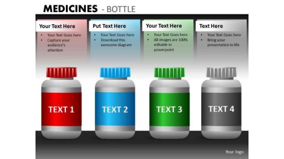 Editable Medical Bottles PowerPoint Template Medicines Ppt Slide