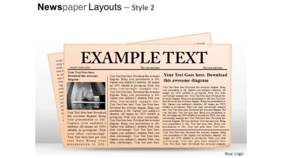 Editable Newspaper Layouts PowerPoint Clipart And Slides Graphics