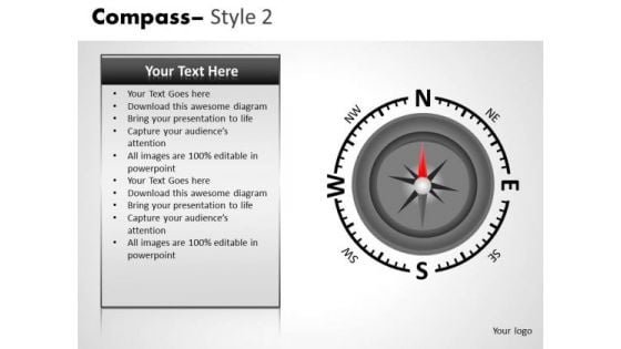 Editable PowerPoint Clipart Graphics Compass Direction Ppt Slides