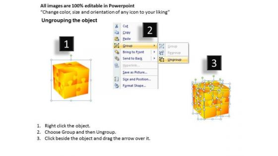 Editable PowerPoint Graphics 3d Cubes Puzzles PowerPoint Clipart Slides