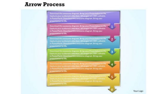 Editable PowerPoint Template Arrow Process 6 Stages Business Plan Image