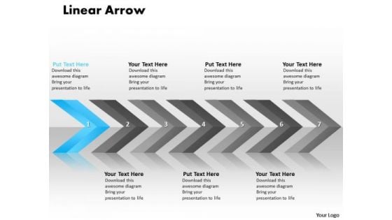 Editable PowerPoint Template Linear Arrows 7 Stages Operations Management Business Graphic