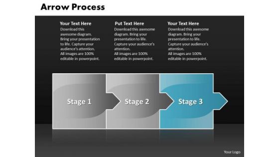 Editable Ppt Template Arrow Process 3 Stages Project Management PowerPoint 4 Design