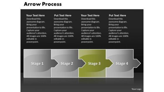 Editable Ppt Theme Arrow Process 4 Stages Business Strategy PowerPoint Graphic